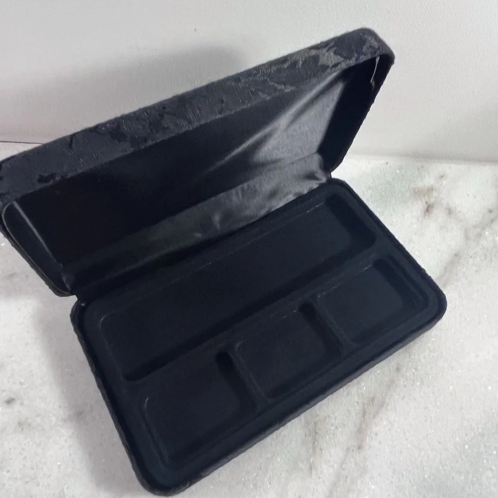 Vintage black floral fabric jewelry box, keepsake box
